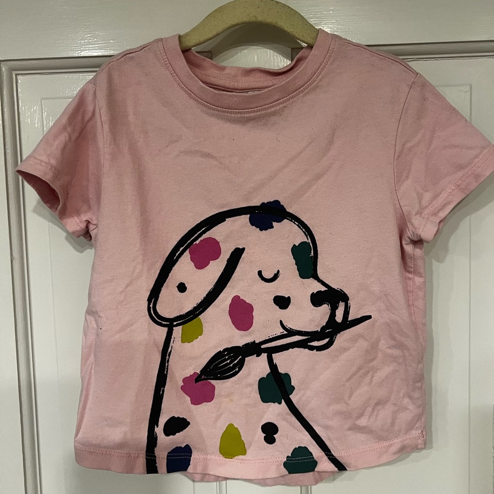 Hanna Andersson Pink Tee with Artistic Dog Design